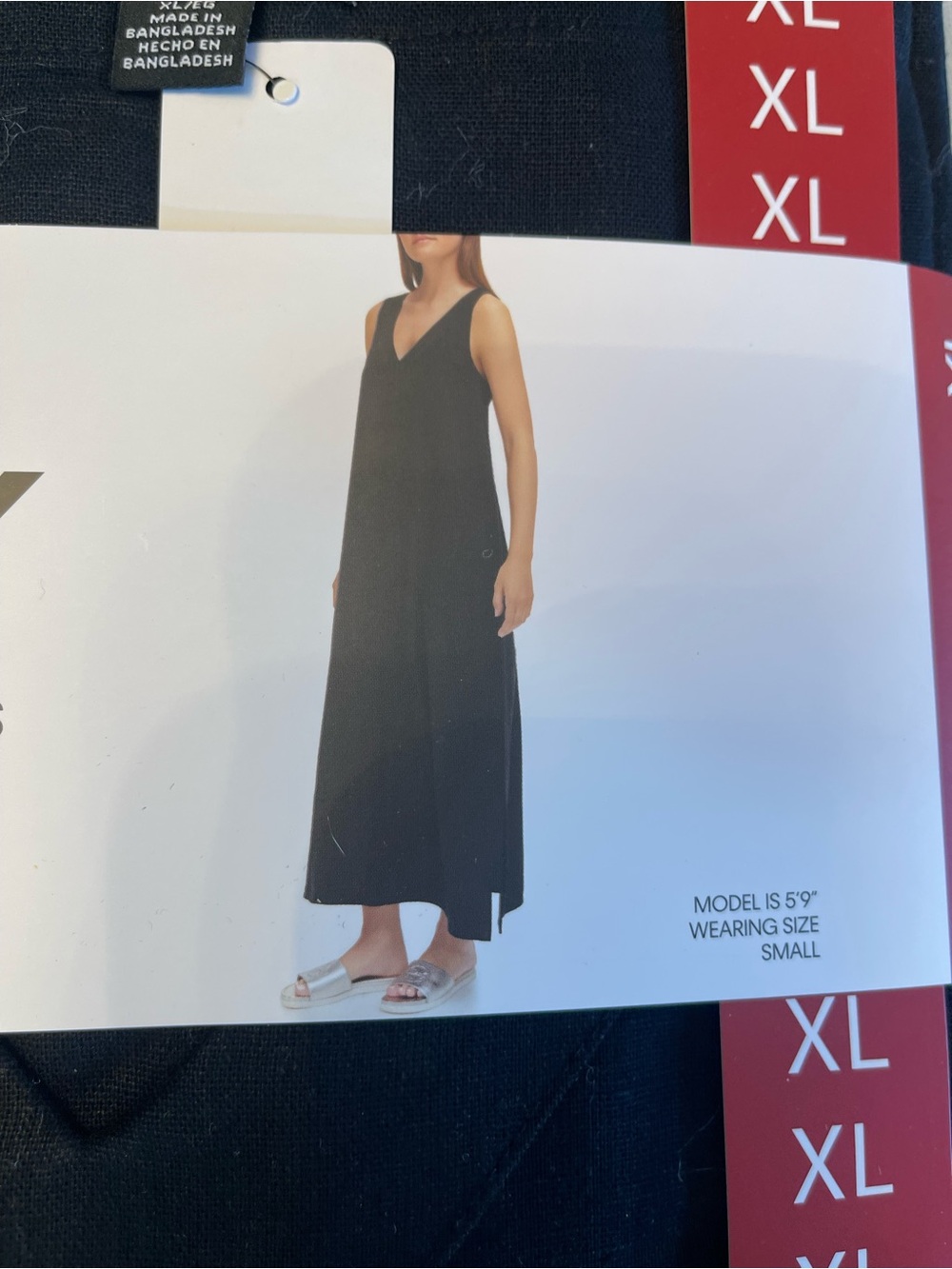 NWT DKNY women’s linen blend maxi dress black size XL
